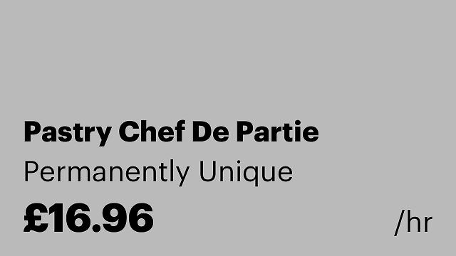 Pastry Chef De Partie