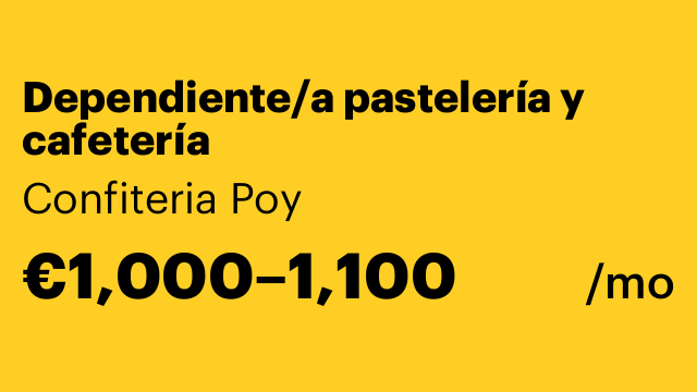 Dependiente/a pastelería y cafetería