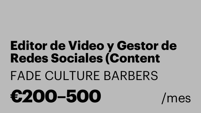 Editor de Video y Gestor de Redes Sociales (Content Creator) - Barbería