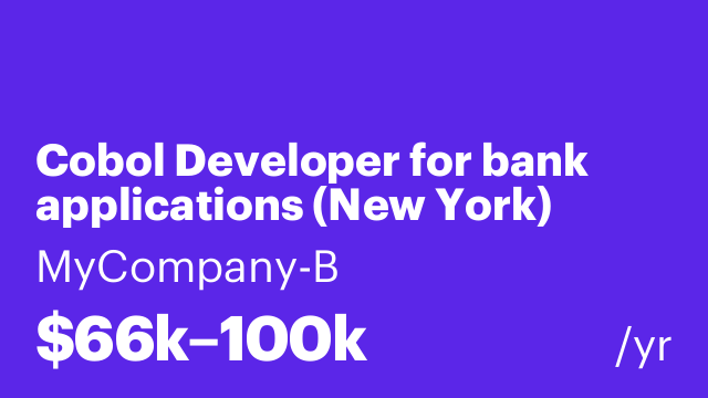 Cobol Developer for bank applications (New York)