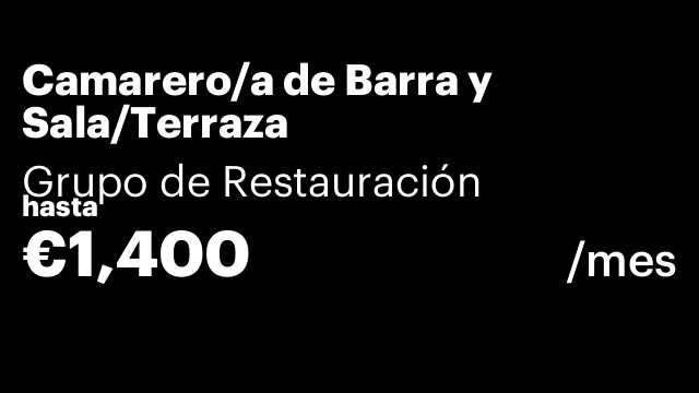 Camarero/a de Barra y Sala/Terraza