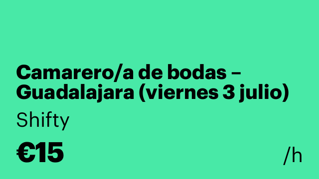 Camarero/a de bodas – Guadalajara (viernes 3 julio)