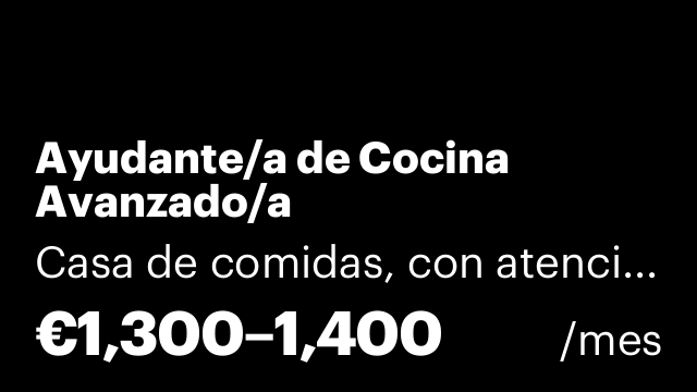 Ayudante/a de Cocina Avanzado/a