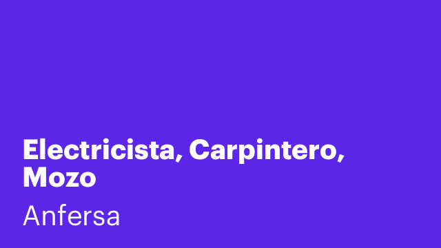 Electricista, Carpintero, Mozo