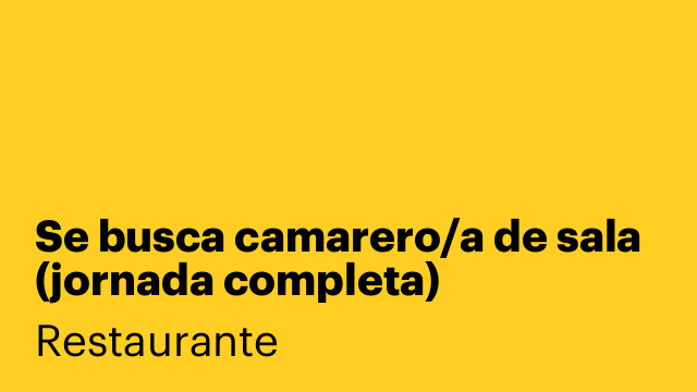 Se busca camarero/a de sala (jornada completa)