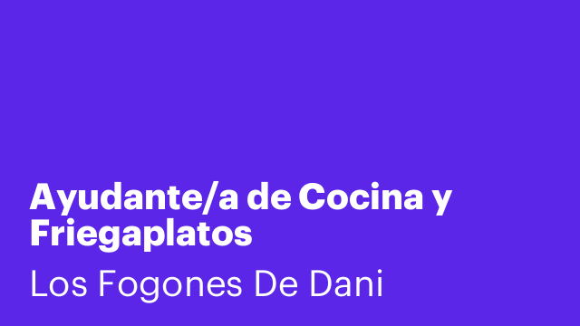Ayudante/a de Cocina y Friegaplatos