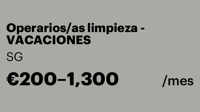 Operarios/as limpieza - VACACIONES