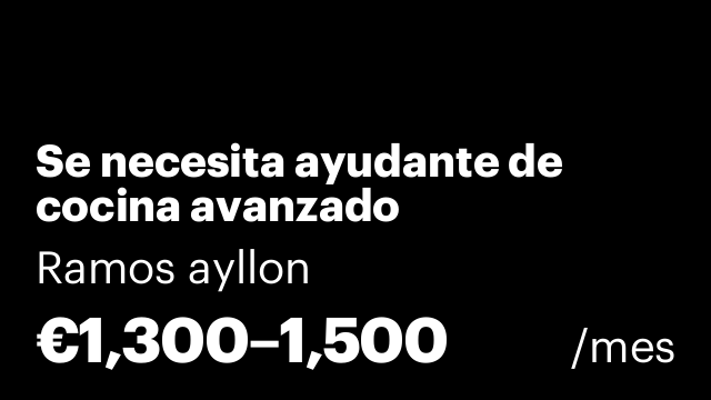Se necesita ayudante de cocina avanzado