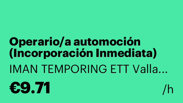 Operario/a automoción (Incorporación Inmediata)