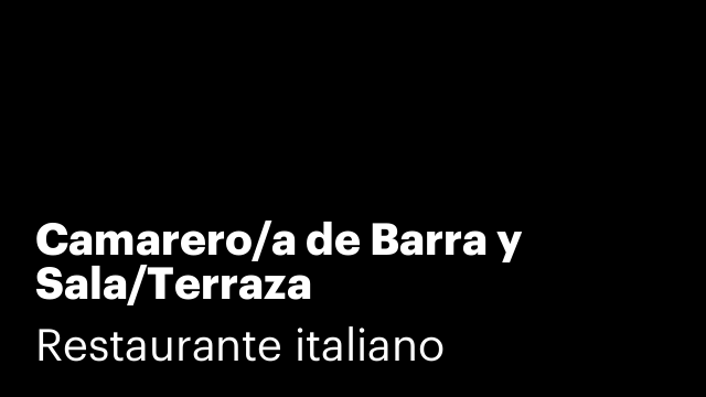 Camarero/a de Barra y Sala/Terraza