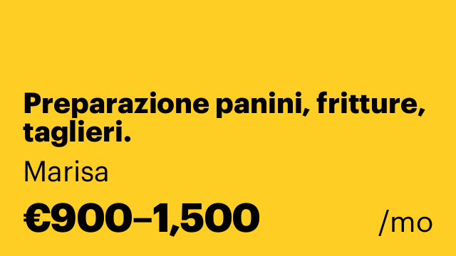 Preparazione panini, fritture, taglieri.