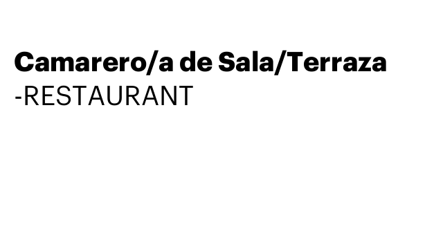 Camarero/a de Sala/Terraza