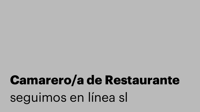 Camarero/a de Restaurante