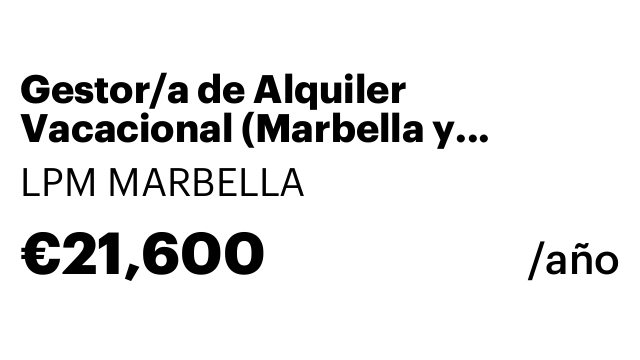 Gestor/a de Alquiler Vacacional (Marbella y alrededores)