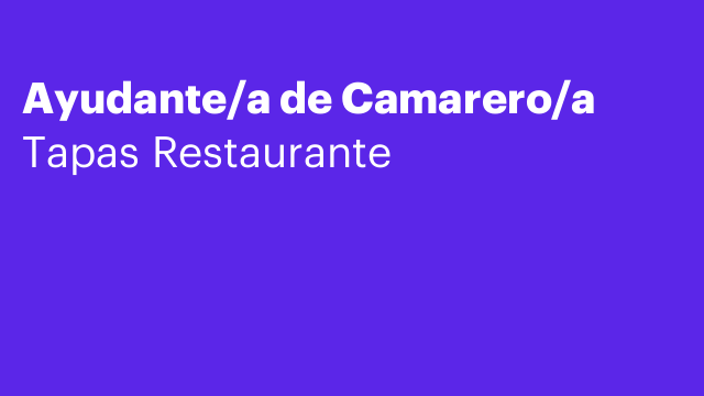 Ayudante/a de Camarero/a