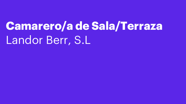 Camarero/a de Sala/Terraza