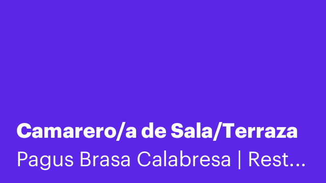 Camarero/a de Sala/Terraza
