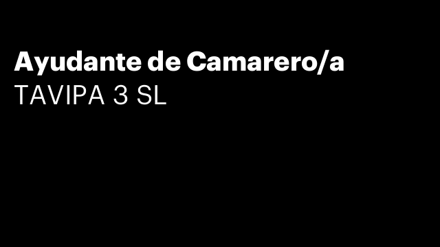 Ayudante de Camarero/a