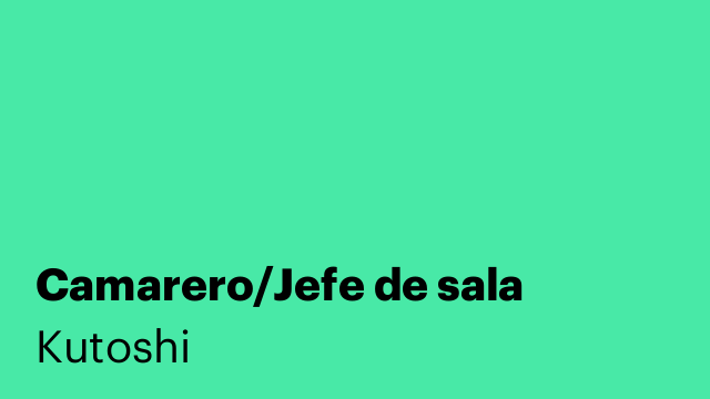 Camarero/Jefe de sala