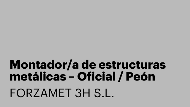 Montador/a de estructuras metálicas – Oficial / Peón especialista