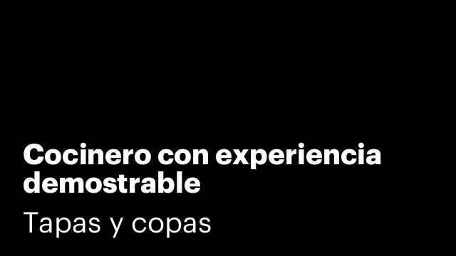 Cocinero con experiencia demostrable
