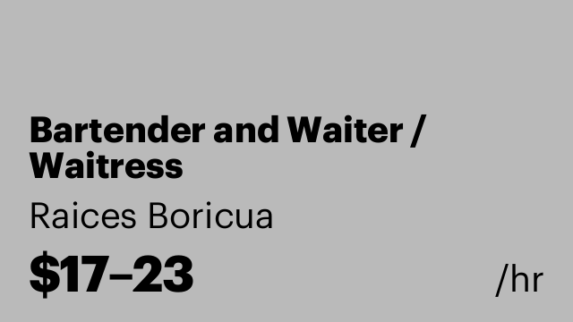 Bartender and Waiter / Waitress