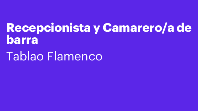 Recepcionista y Camarero/a de barra