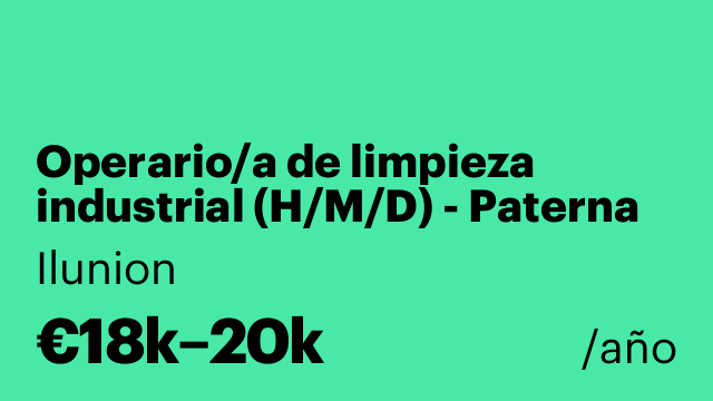 Operario/a de limpieza industrial (H/M/D) - Paterna