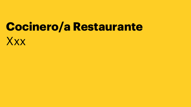 Cocinero/a Restaurante