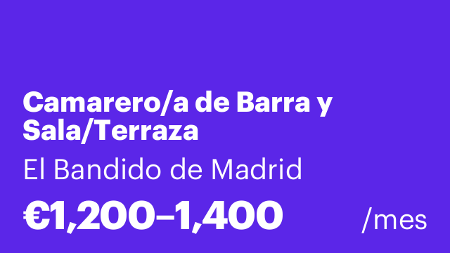 Camarero/a de Barra y Sala/Terraza