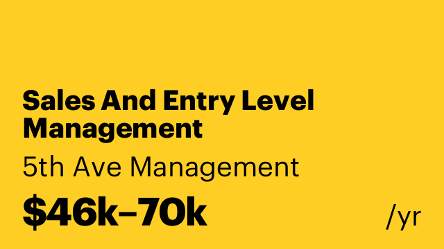 Sales And Entry Level Management