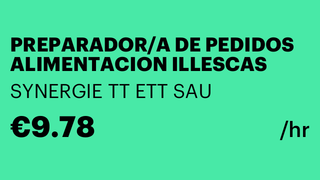 PREPARADOR/A DE PEDIDOS ALIMENTACION ILLESCAS