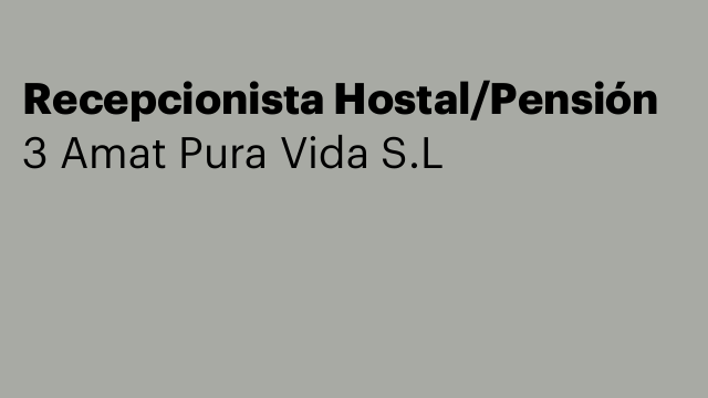 Recepcionista Hostal/Pensión