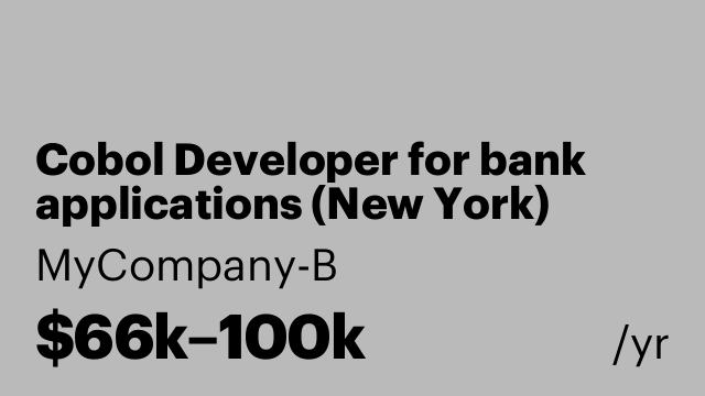 Cobol Developer for bank applications (New York)