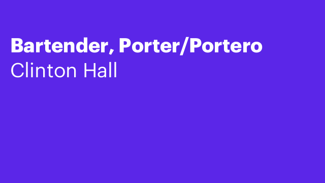 Bartender, Porter/Portero