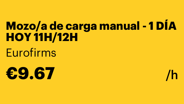 Mozo/a de carga manual - 1 DÍA HOY 11H/12H