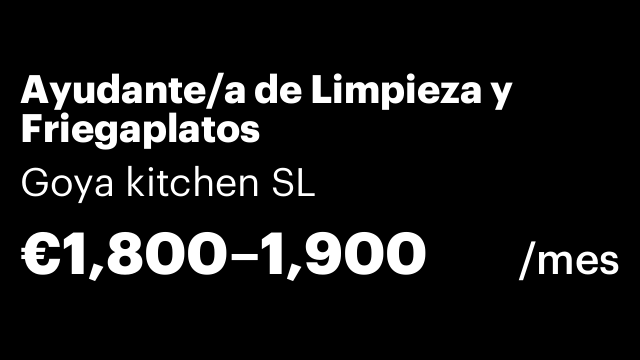 Ayudante/a de Limpieza y Friegaplatos