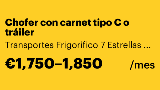 Chofer con carnet tipo C o tráiler