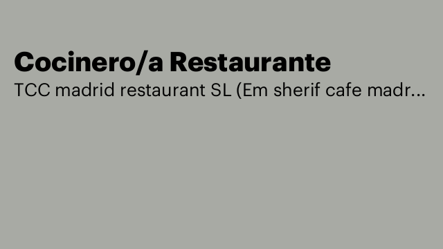 Cocinero/a Restaurante
