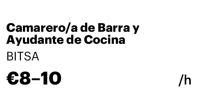 Camarero/a de Barra y Ayudante de Cocina