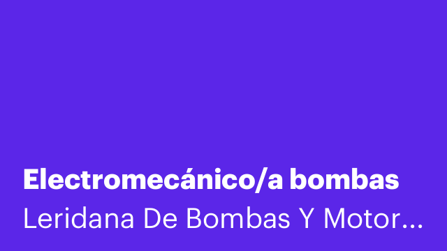 Electromecánico/a bombas