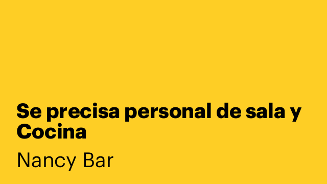 Se precisa personal de sala y Cocina