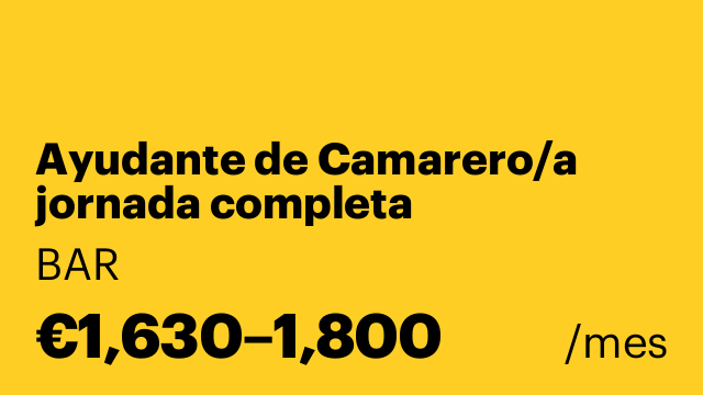 Ayudante de Camarero/a jornada completa