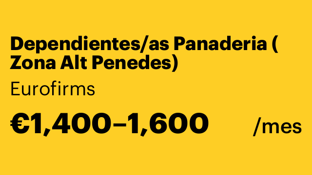 Dependientes/as Panaderia ( Zona Alt Penedes)