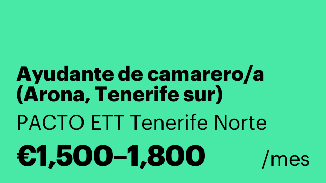 Ayudante de camarero/a (Arona, Tenerife sur)