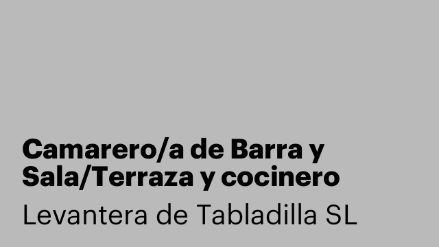 Camarero/a de Barra y Sala/Terraza y cocinero