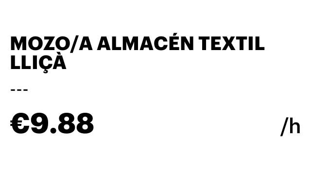 MOZO/A ALMACÉN TEXTIL LLIÇÀ