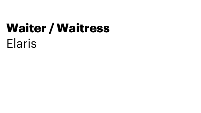 Waiter / Waitress