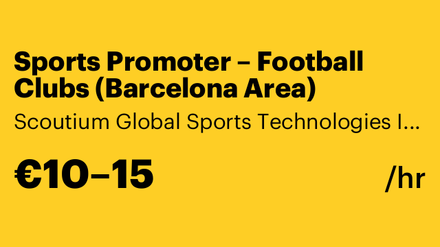 Sports Promoter – Football Clubs (Barcelona Area)