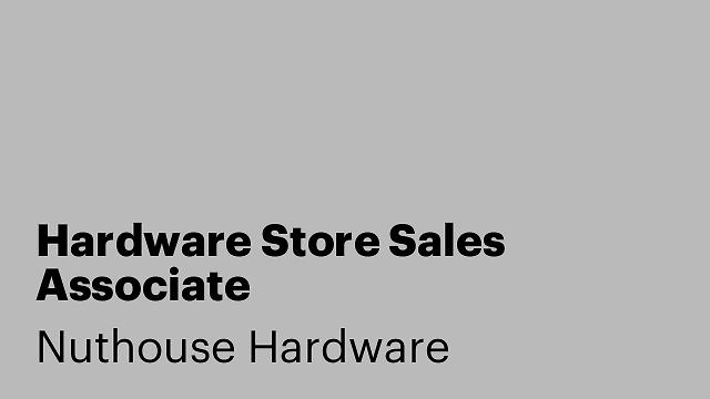 Hardware Store Sales Associate